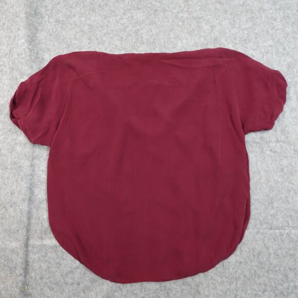 Polo Ralph Lauren Top Womens Medium Silk Blouse VNeck Short Sleeve Red Casual - Picture 6 of 10